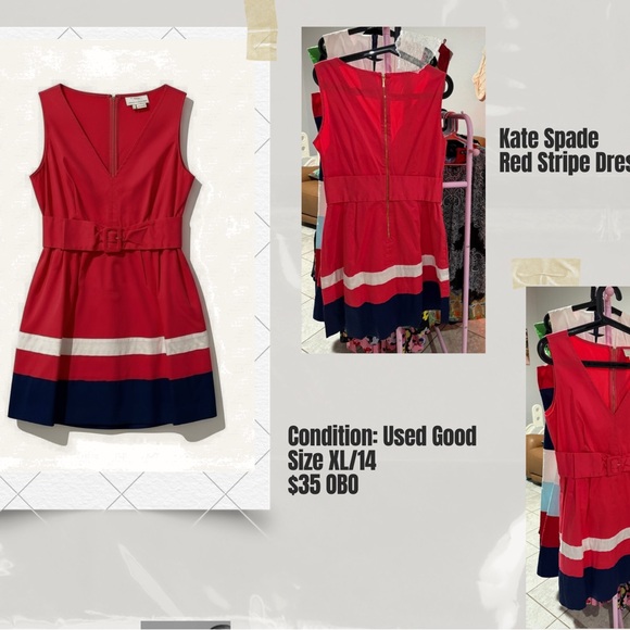 Kate Spade Coral and Navy Belted Dress - Picture 4 of 8